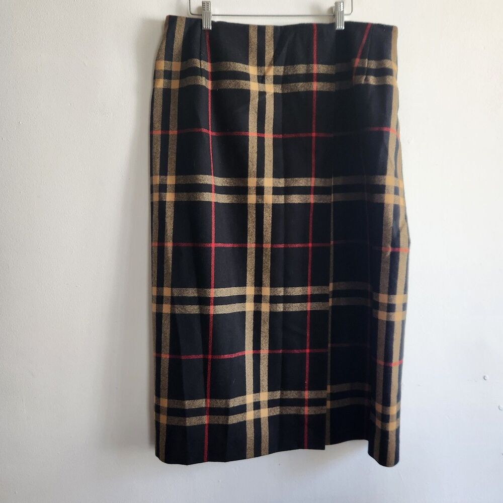 Jones‎ New York Vintage Wool Plaid Wrap Maxi Skirt 14 Equestrian Horse Outlander